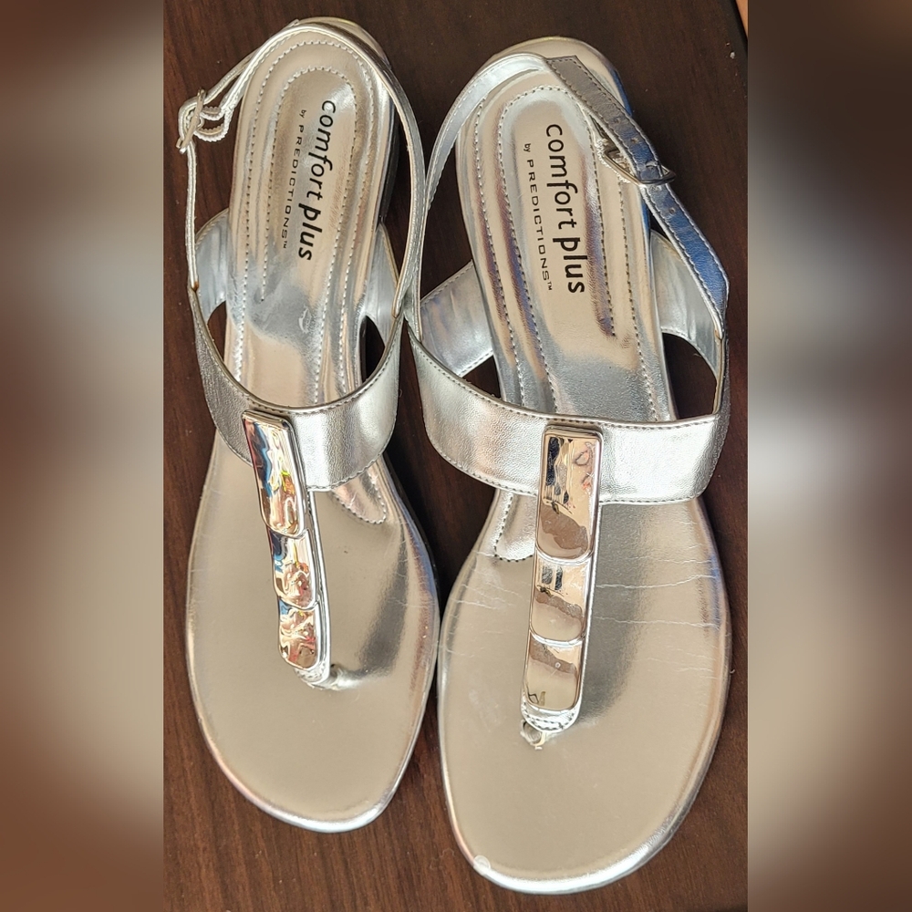 Comfort‎ Plus by Predictions Wedge Sandals. Silver Colour. Worn Once. Size 11.